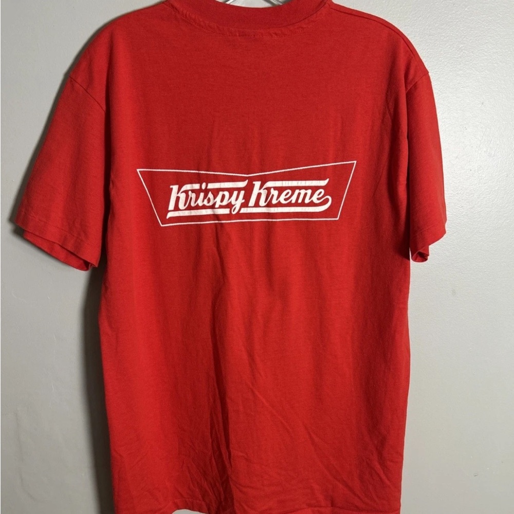 Vintage Hanes Krispy Kreme Pocket T-Shirt Single Stitch Red Men’s L Made In USA